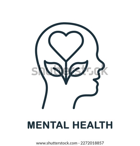 Mental Health, Wellness Line Icon. Human Brain with Flower, Psychology Therapy Concept Linear Pictogram. Healthy Mind Outline Sign. Intellectual Process. Editable Stroke. Isolated Vector Illustration. Royalty-Free Stock Photo #2272018857