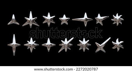 Y2K chrome stars in various shapes. Set of metallic vector elements in retro futuristic style Royalty-Free Stock Photo #2272020787