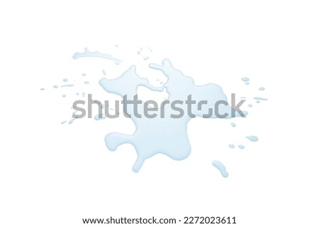 real image, spilled water drop on the floor isolated on white background