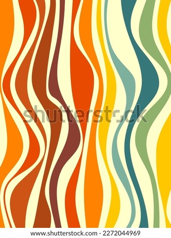 70s wavy, groovy lines background. Retro,  nostalgic style colorful stripes, abstract pattern, poster... Royalty-Free Stock Photo #2272044969