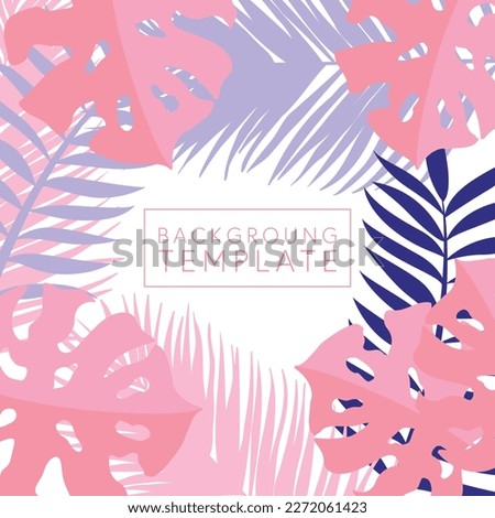 Trendy abstract square templates with tropical leaves and geometric shapes. Good for social media posts, mobile apps, banner designs and online promotions and adverts. Tropical vector background.