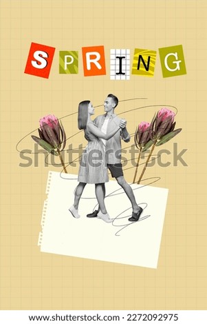Magazine creative poster collage of two people lady guy celebrate 8 march holiday spring occasion