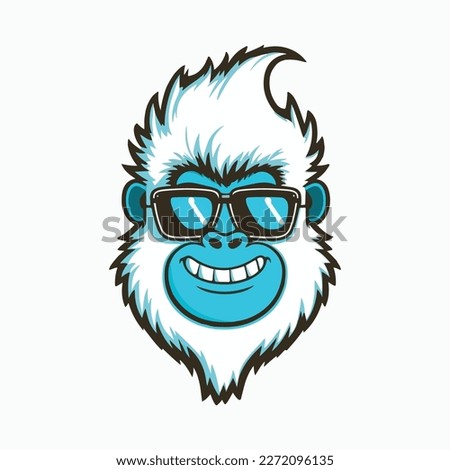 Yeti head smiling with sunglasses vector illustration art Royalty-Free Stock Photo #2272096135