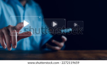 watch online streaming video. Man searching video content on internet, to watch online entertainment streaming, online learning, watch video and live concert, listen to music, shows or online lessons.