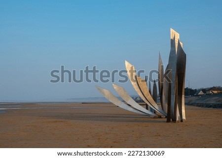 Omaha beach at low tide near Vierville-sur-Mer, Normandy, France. Commemorating the D-Day landings of 6th June 1944 Royalty-Free Stock Photo #2272130069