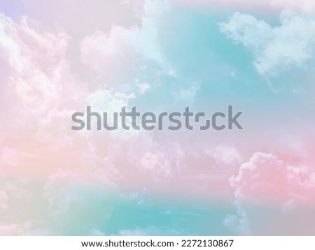 beauty sweet pastel pink green  colorful with fluffy clouds on sky. multi color rainbow image. abstract fantasy growing light