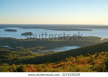 View over Frenchman Bay from Cadillac Mountain in Acadia National Park, Maine