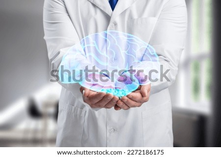 Human brain in the doctor hands, mental illness concept Royalty-Free Stock Photo #2272186175