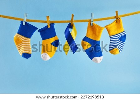 World Down syndrome day background. Lots of socks. Royalty-Free Stock Photo #2272198513
