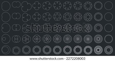 Set of Vector Mathematical Roulette Curve Structure Set - Abstract Generative Cardioid Art Elements  
 Royalty-Free Stock Photo #2272208003