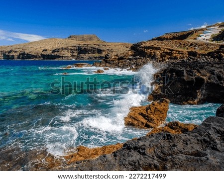 Natural pools Las Salinas de Agaete in Puerto de Las Nieves on Gran Canaria, Spain. Royalty-Free Stock Photo #2272217499