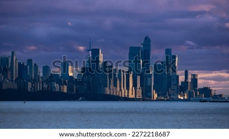 New York City Skyline at dusk As seen from New Jersey