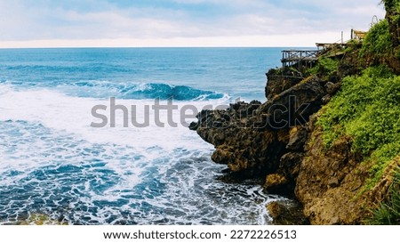 View of sea and cliff edge at Indonesia.