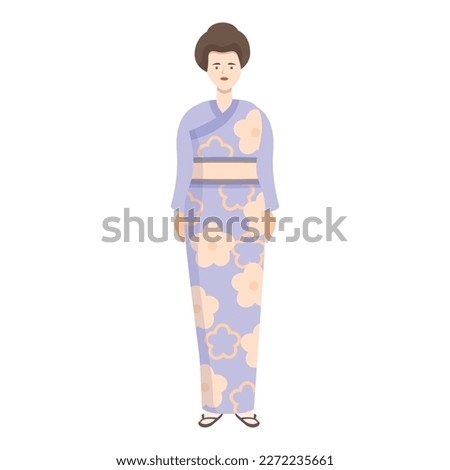 Travel kimono icon cartoon vector. Asian person. Asia lady