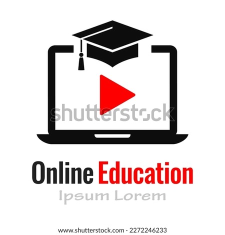 Online education vector poster design isolated on white background, online learning simple cartoon, educational clip art.