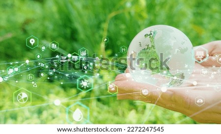 Environmental technology concept. Resource recycling. Recycling society. Green tech. Sustainable development goals. SDGs. Royalty-Free Stock Photo #2272247545