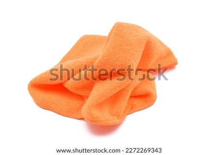 Crumpled microfiber cleaning cloth, isolated on white background Royalty-Free Stock Photo #2272269343