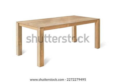 wooden dining table and cafe table on white background