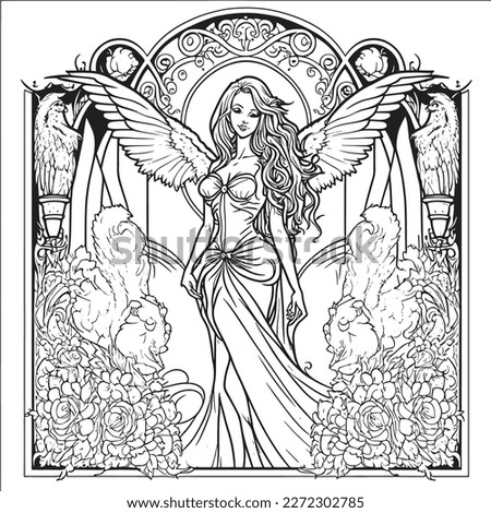 coloring book The image of a princess with a beautiful. Hand drawn princess zentangle and mandala style 