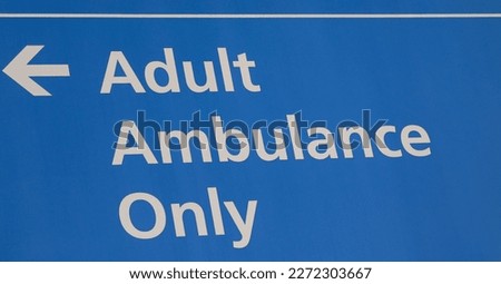 emergency room and ambulance 911 sign showing health care transportation services at the hospital 