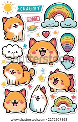 Vector illustration of Cute animal stickers are cute dog labels.