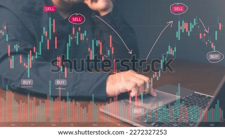 financial chart with uptrend line candlestick graph in stock market on monitor. Businessman Investment analysis graph stock market trading, Investment market analysis graph stock market trading.