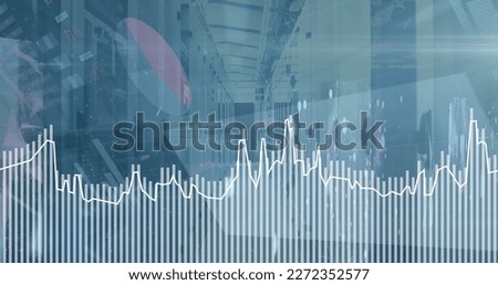 Composition of financial data processing over server room. Global business, finances and digital interface concept digitally generated image.