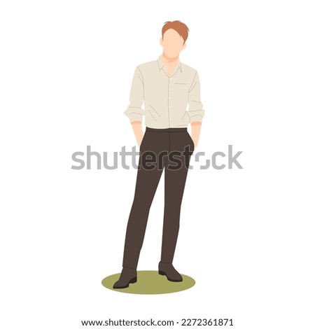 handsome man standing and confident isolated illustration