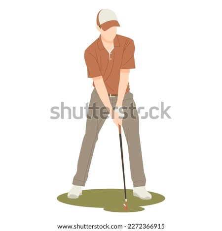 portrait of professional man playing golf isolated illustration