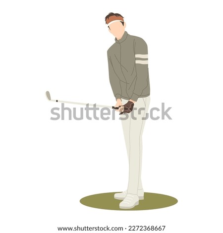 professional Golf player practicing taking a swing isolated illustration