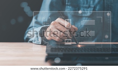 Businessman signing documents online ,Signing a form ,validates and manages business documents and agreements ,contract documents confirmation or warranty certificate ,electronic signature concept

