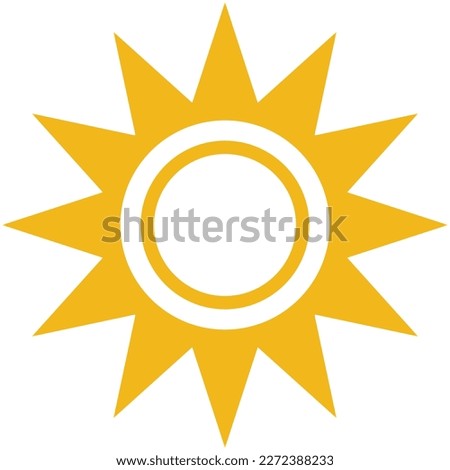 Sun icon, yellow color sun star flat style vector design. Summer, sunlight, nature, sky object illustration symbol isolated on white background.