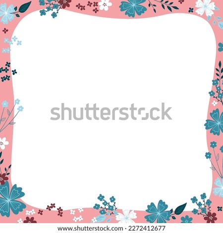 square flower frame, vector template for photo, postcard, invitation. delicate spring flower frame