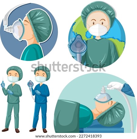 Set of mix anesthesia day illustration