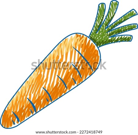 Carrot pencil colour child scribble style illustration