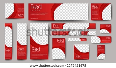 Modern Business Web Banner Set template. Red cover header background for website design, Social Media Cover ads banner, flyer, invitation card	