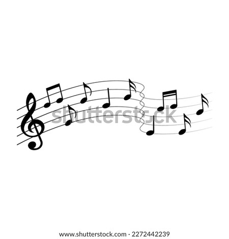 Music notes, isolated musical element with curved lines, vector illustration.