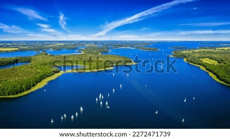 Aerial view of Masuria, the land of a thousand lakes Royalty-Free Stock Photo #2272471739