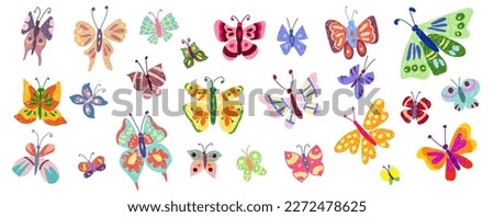 Children's drawing. Set with butterflies