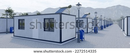 container prefabricated house mountain earthquake Royalty-Free Stock Photo #2272514335