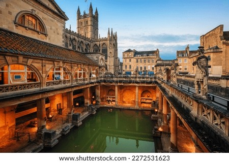 Historical roman bathes in Bath city, England Royalty-Free Stock Photo #2272531623