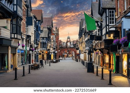 Historical Old town of Chester city, famous for its well preserved Tudor style half-timber houses, England, UK Royalty-Free Stock Photo #2272531669