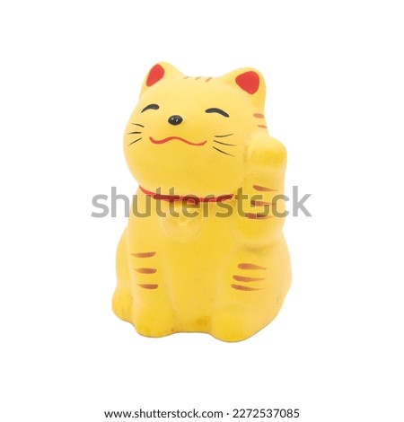 Maneki-neko money cat or prosperity cat isolated on white background  is a symbol of good luck, prosperity and good fortune.