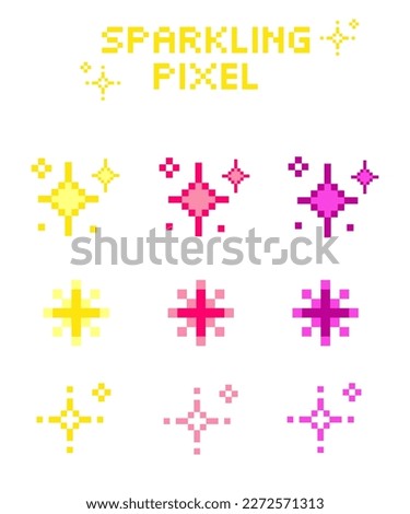 Sparkling pixel set, vector sparkling pixel set, Bright yellow pink purple sparkling pixel  Royalty-Free Stock Photo #2272571313