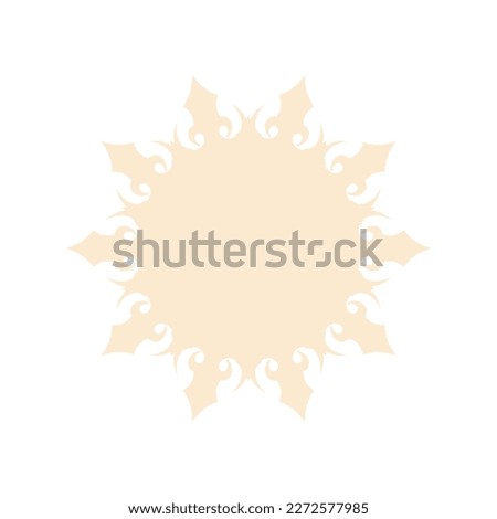 Light orange ornamental round pattern on white background. Card template design. Vector illustration.