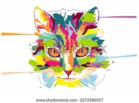 Amazing Colorful Cat. Illustration Wpap Style