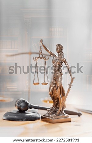 lawyer lady justice, The Statue of Justice or Iustitia, Justitia the Roman goddess of Justice, contract Legal law, advice and justice concept.	 Royalty-Free Stock Photo #2272581991