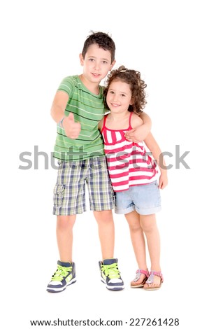 little kids isolated in white background