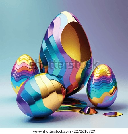 3D Rainbow and Colorful eggs, easter, holidays sculpture funny egg, render, vector