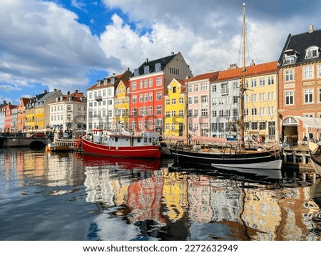 Fantastic river and building view of Nyhavn Copenhagen ,beautiful ancient colourful buildings Royalty-Free Stock Photo #2272632949
